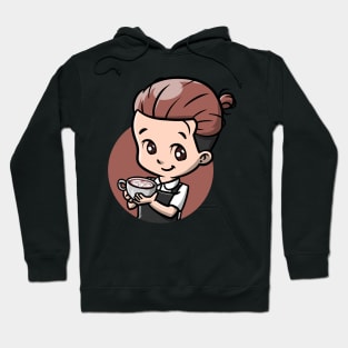 Cute Barista Cartoon Hoodie